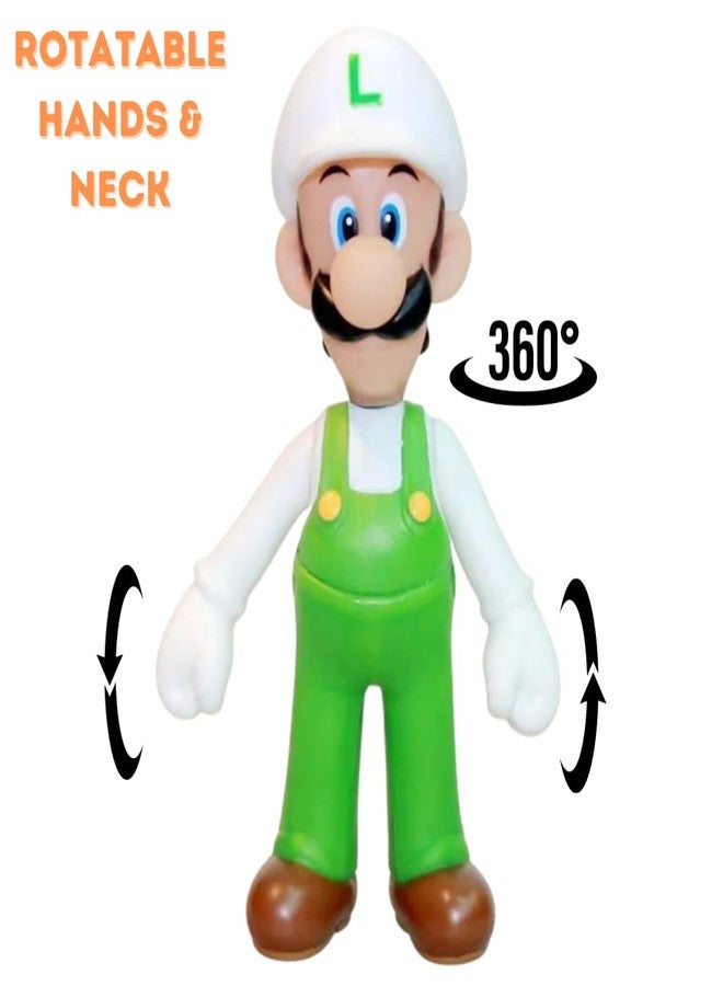 FUNFOB Mario Toys Action Figures Height -11CM Collectible Gifting PVC Multicolour (Mario Green White) - Image 2